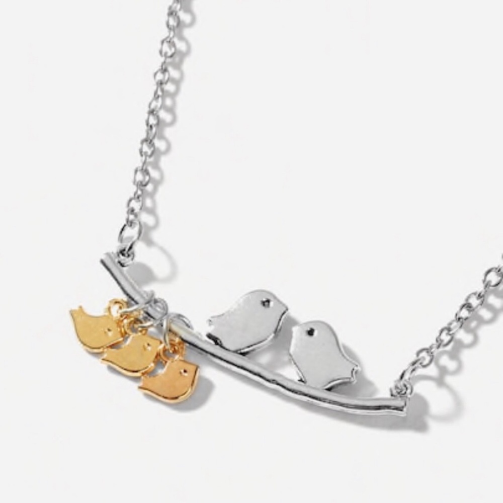 Silver & Gold Baby Birds Necklace